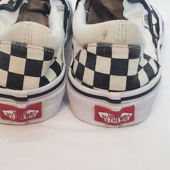 Vans Slip On Black White Checkerboard Unglued Around Edges M 5 W 6.5 - Picture 8 of 9